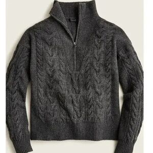 J.Crew Gray Cable Knit Half-Zip Sweater Super Soft Yarn